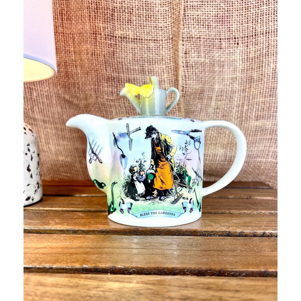 Paul Cardew “ Bless The Gardener” Whimsical Teapot~Gardener Gift~ Porcelain.